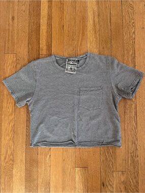 Cropped Jungmaven Pocket Tee - blue and white